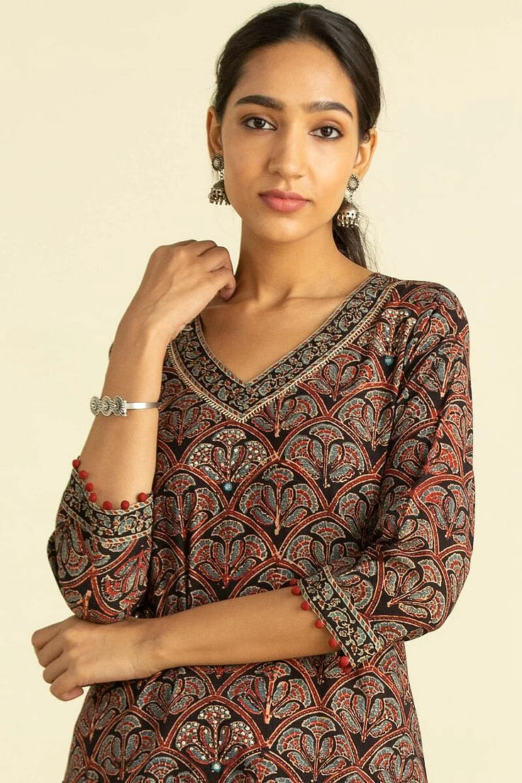 Ajrakh Print Kurti Design 10