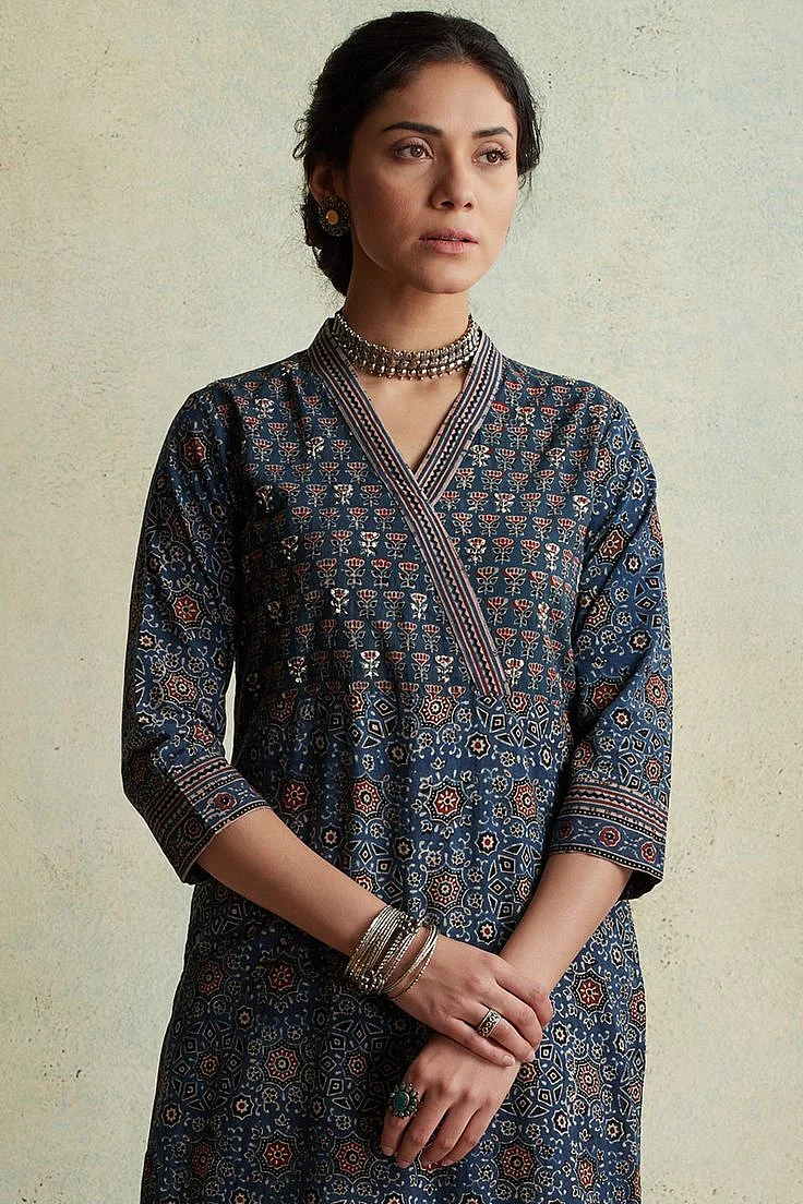 Ajrakh Print Kurti Design 8