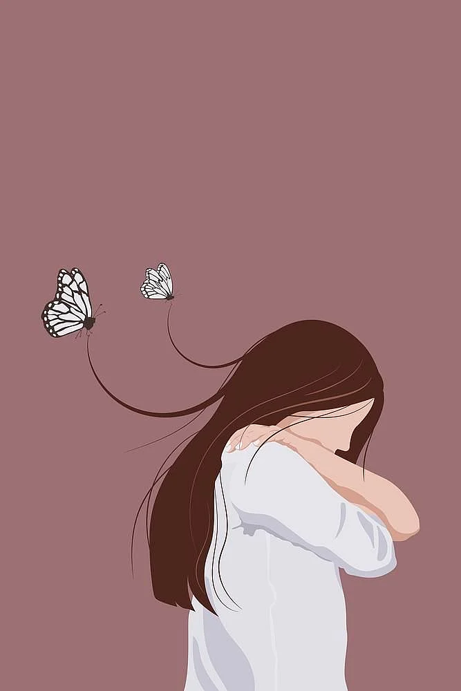 Download premium image of Lonely woman background mental health illustration design by Aew about butterfly animal aesthetic cute and person 6086318