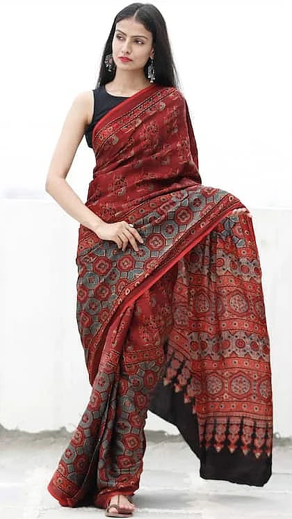 Ajrak Print Saree 4