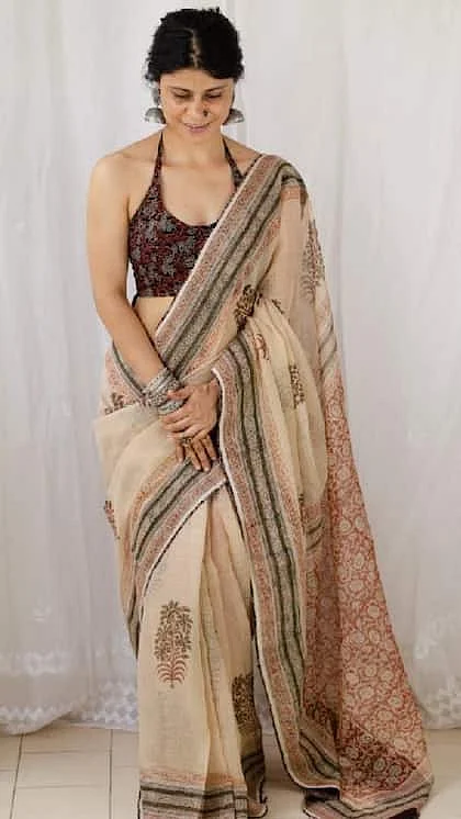 Ajrak Print Saree 6