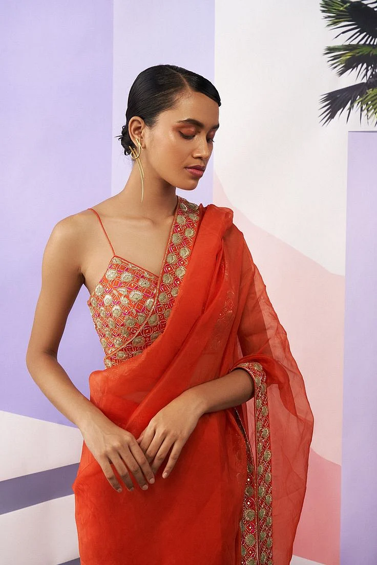 Orange Saree Looks