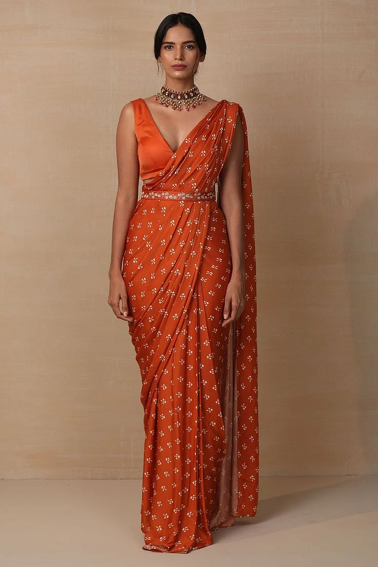 Orange Saree Looks
