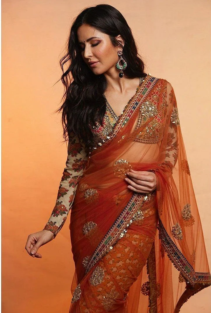 Orange Saree Looks