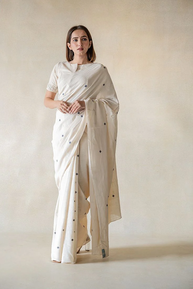 Undyed Comfortable Organic cotton Saree Blouse Sustainable Luxury Fashion Turquoisethestore 1