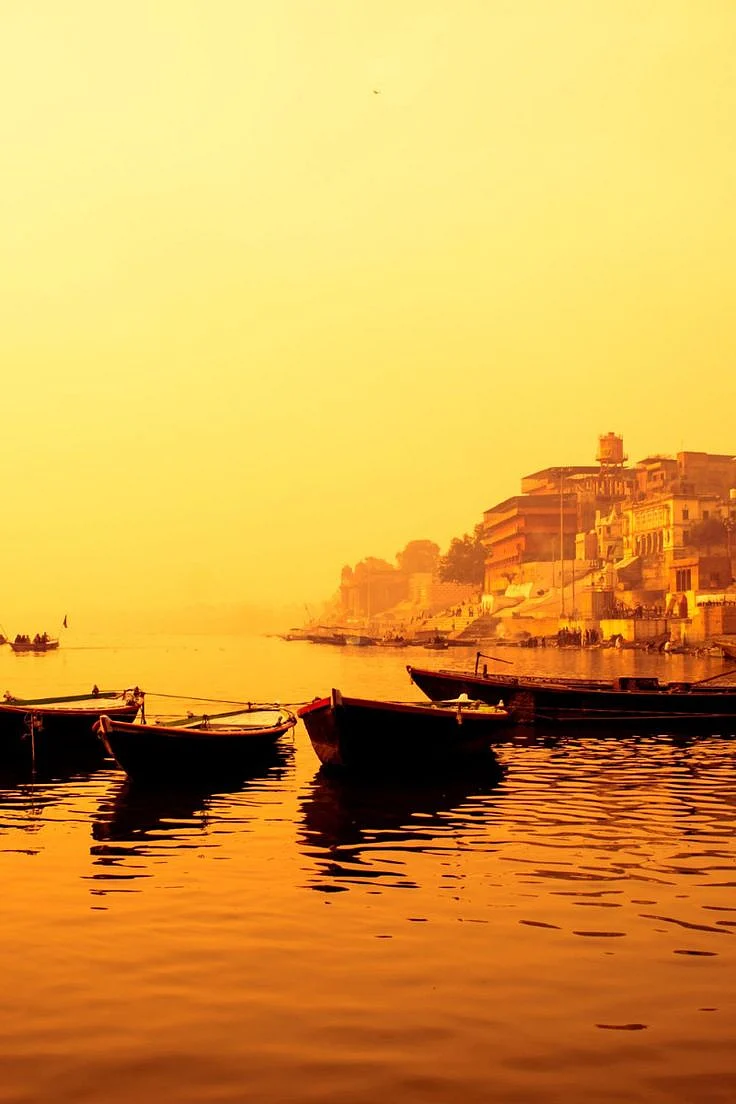 Serene waters of Varanasi during dusk