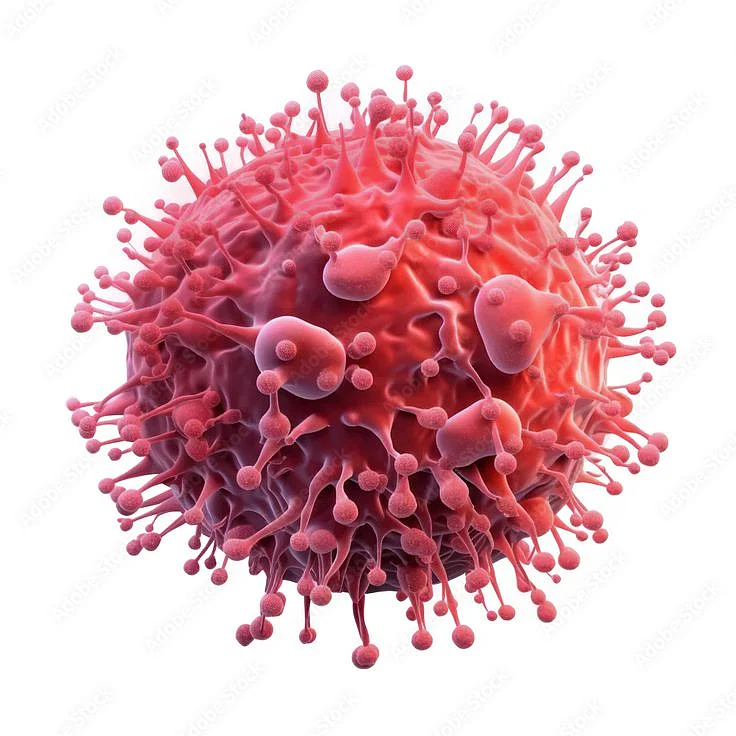 Red Cancer Cell Isolated on White Background
