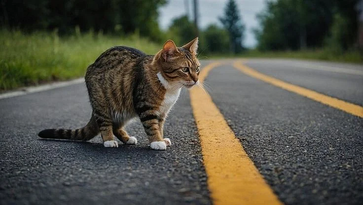 cat crossing road