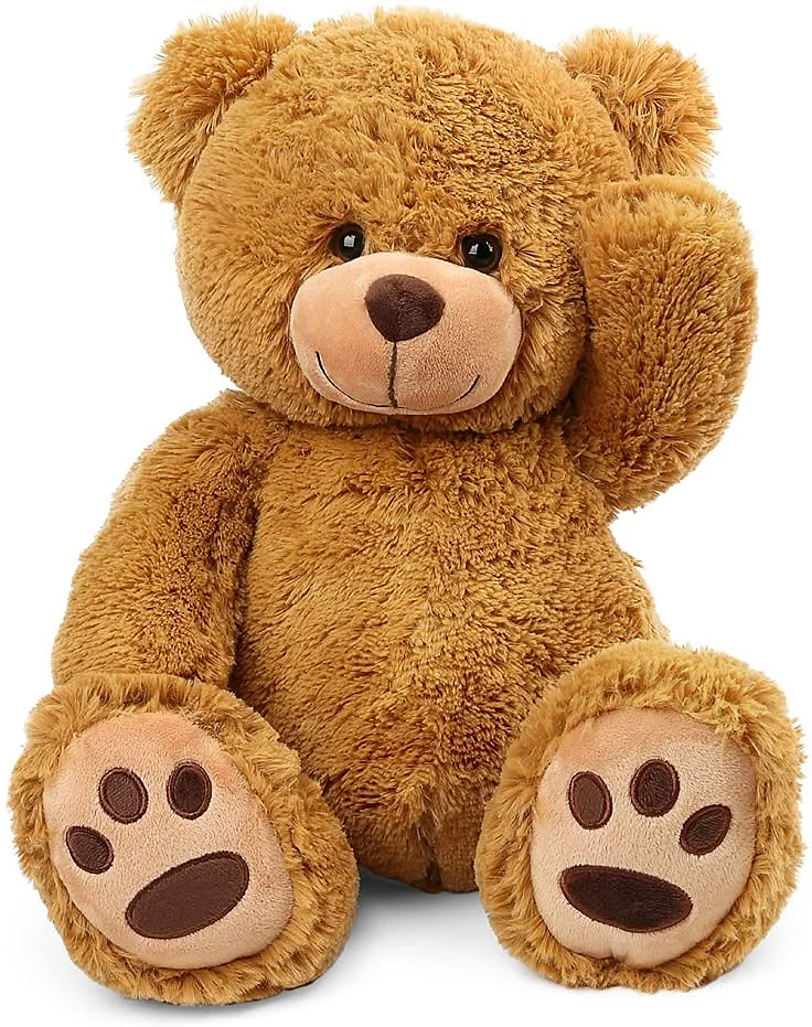 LotFancy Teddy Bear Stuffed Animals 20 inch Soft Cuddly Stuffed Plush Bear Cute Stuffed Animals Toy with Footprints Gifts for Kids Baby Toddlers on Baby Shower Valentines Day Brown