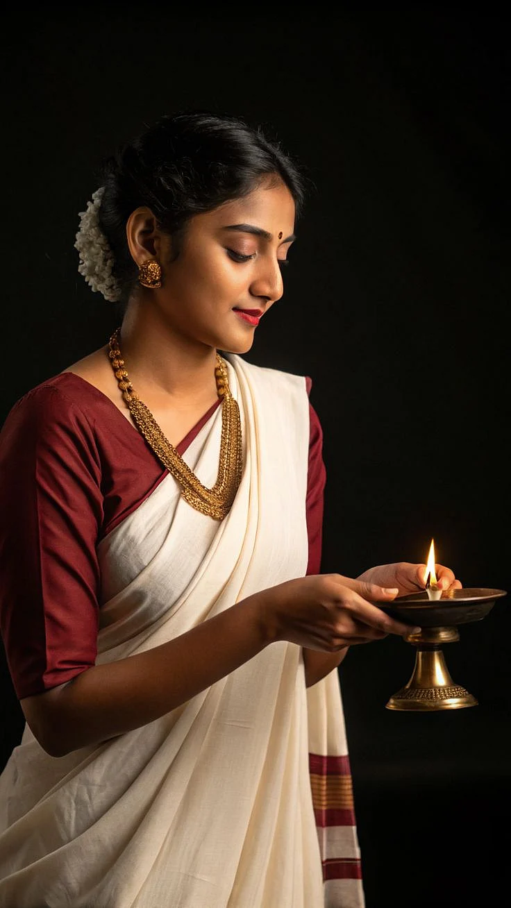 Kerala woman with lamp