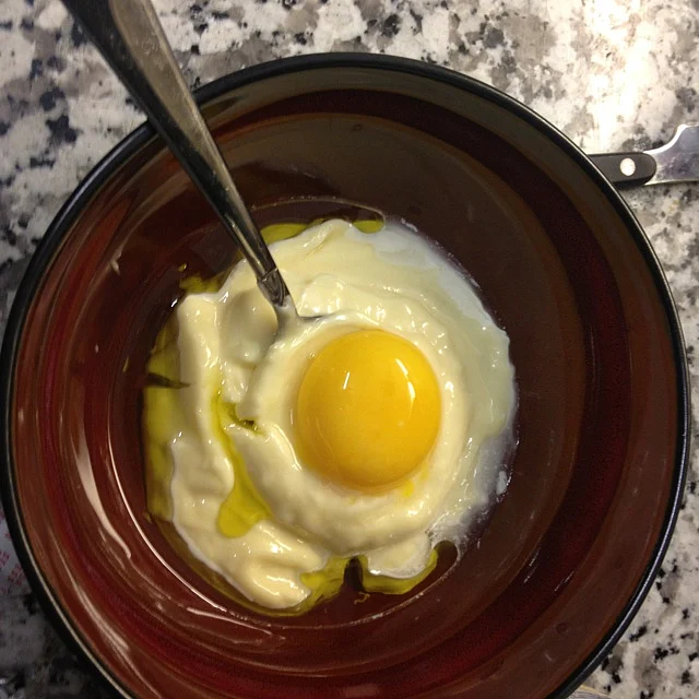 Made breakfast on my hair with a moisturizing hair…
