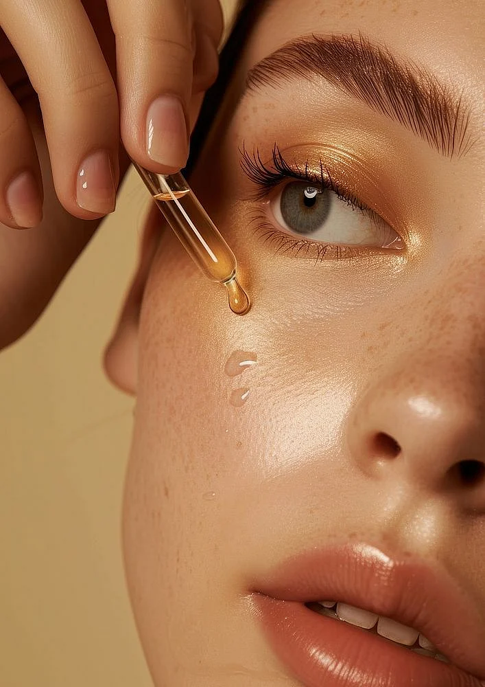 Download premium image of Woman applying facial serum drops cosmetics adult skin by Pinn about texture hand face light and person 14145585