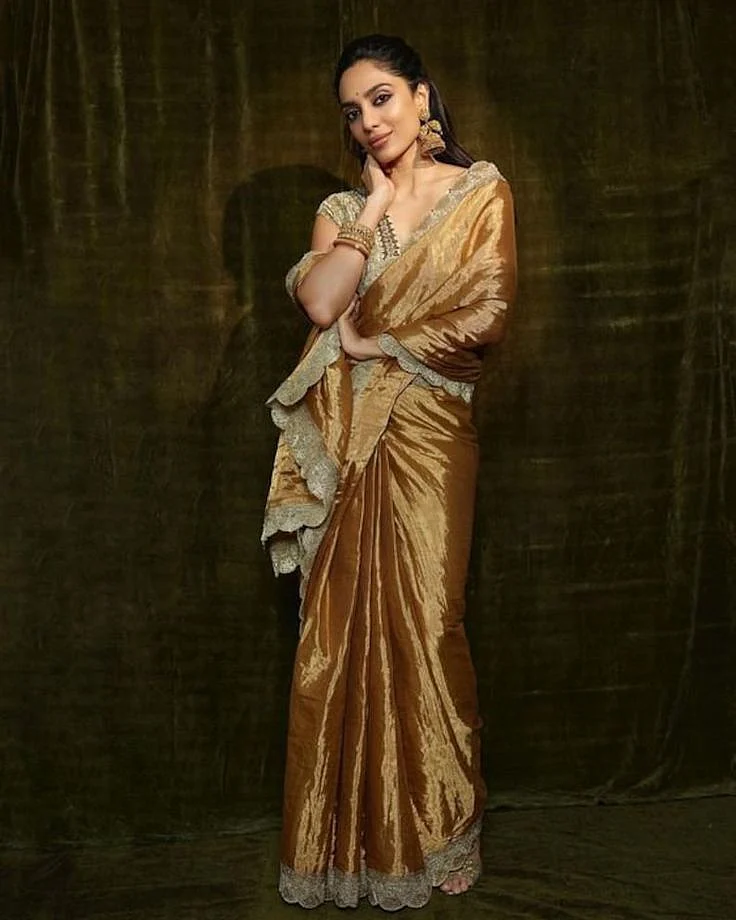 Gold Tissue Saree Indian Wedding Silk Sarees Etsy