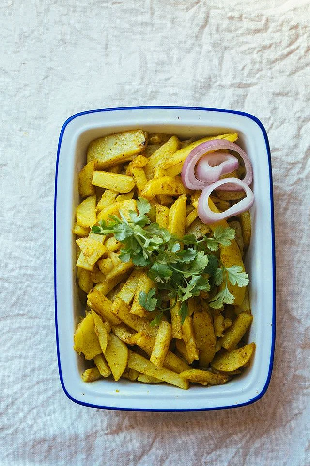 Quick Microwave Aloo Fry Recipe Indian Simmer