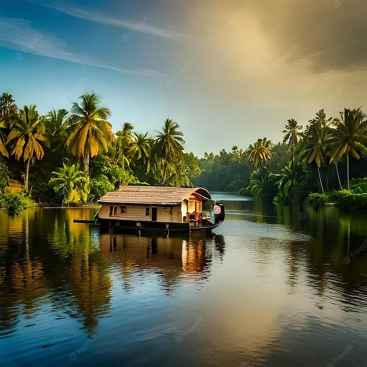 Phtoo of Houseboat in Kerala backwaters Premium AI generated image