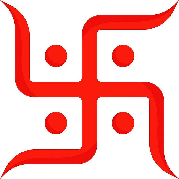 Illustration Of Red Swastika Symbol Or Icon In Flat Style