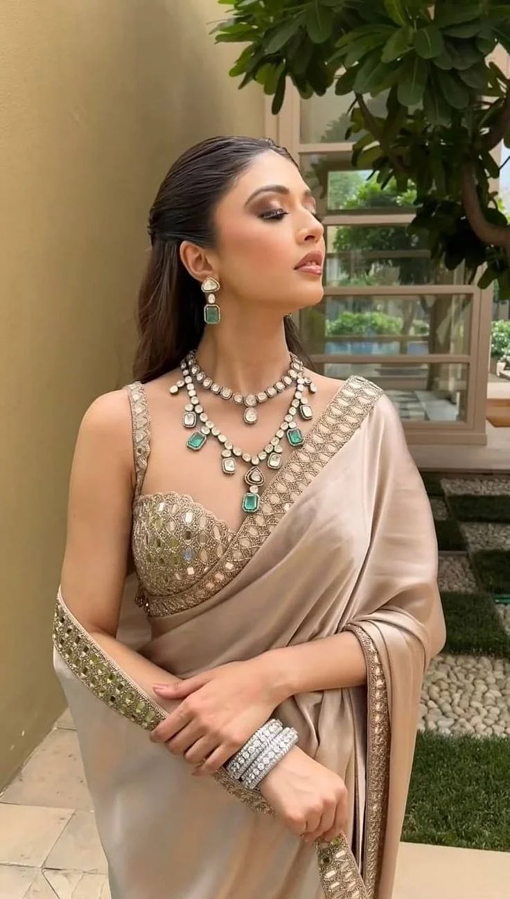 Japani Silk Saree With Blouse in Real Mirror Work Cocktail Party Wear Saree Etsy