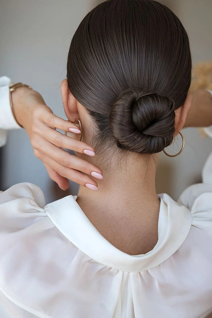 Spring Bun Hairstyle 2025 Elegant Low Knot for a Minimalist Look