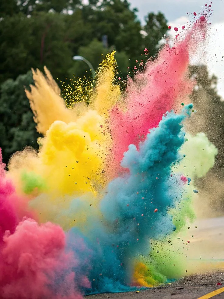 an artistic close up shot of vibrant holi colors