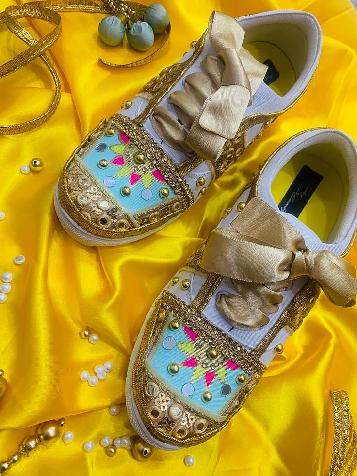 Indian Bride Shoes Custom Made Sneakers Hand Painted Etsy India