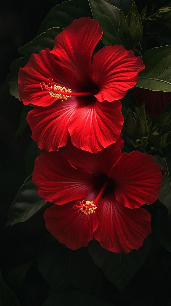 Red hibiscus flowers 1