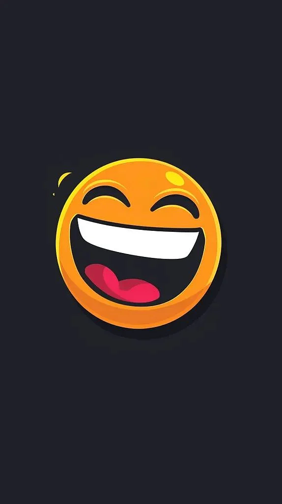Midjourney Laughing emoji with closed eyes on black background