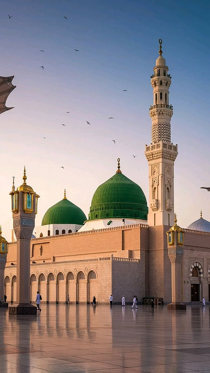 Majestic Al Masjid an Nabawi at Sunset 🌇🕌 – A Spiritual Haven ✨