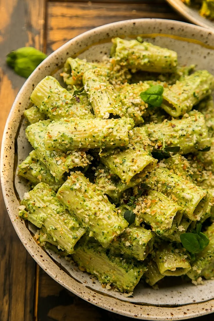 Creamy Pesto Rigatoni with Chili Garlic Breadcrumbs The Chutney Life
