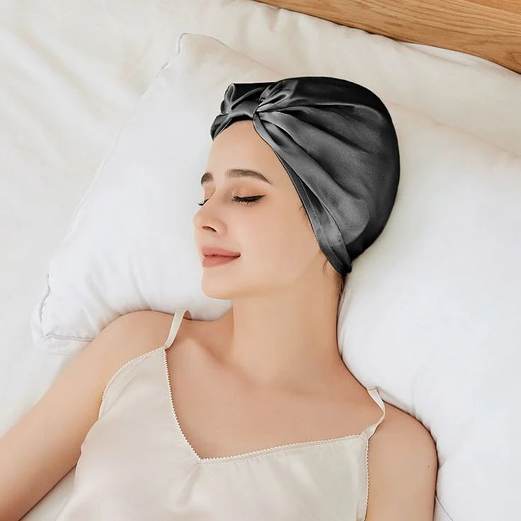 BLACK SILK TURBAN