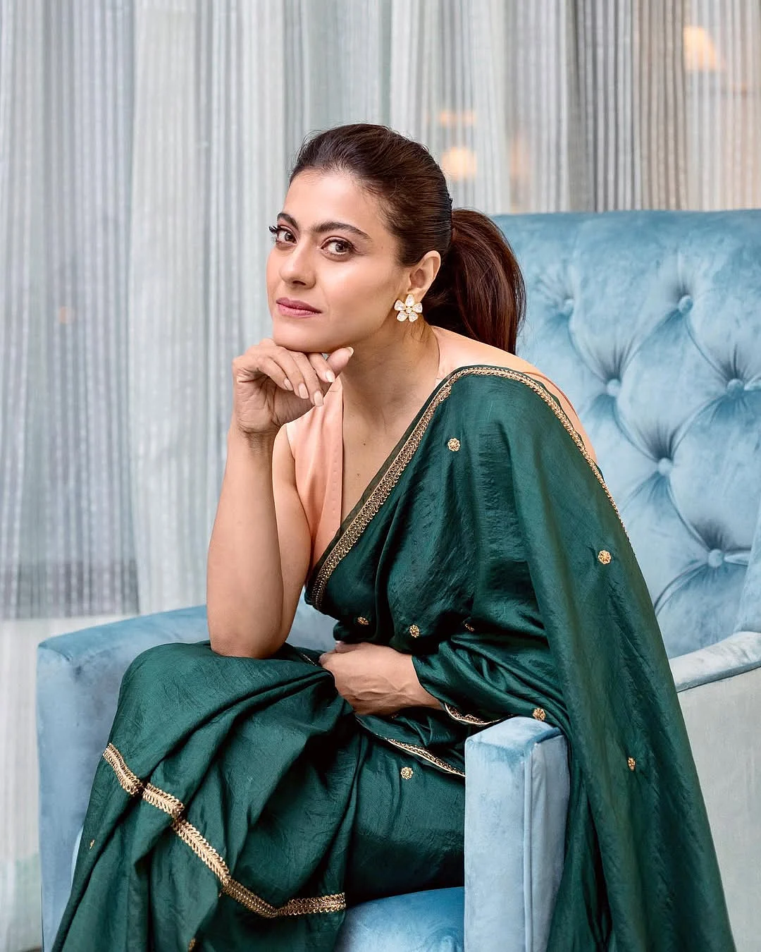 Bollywood actress green saree