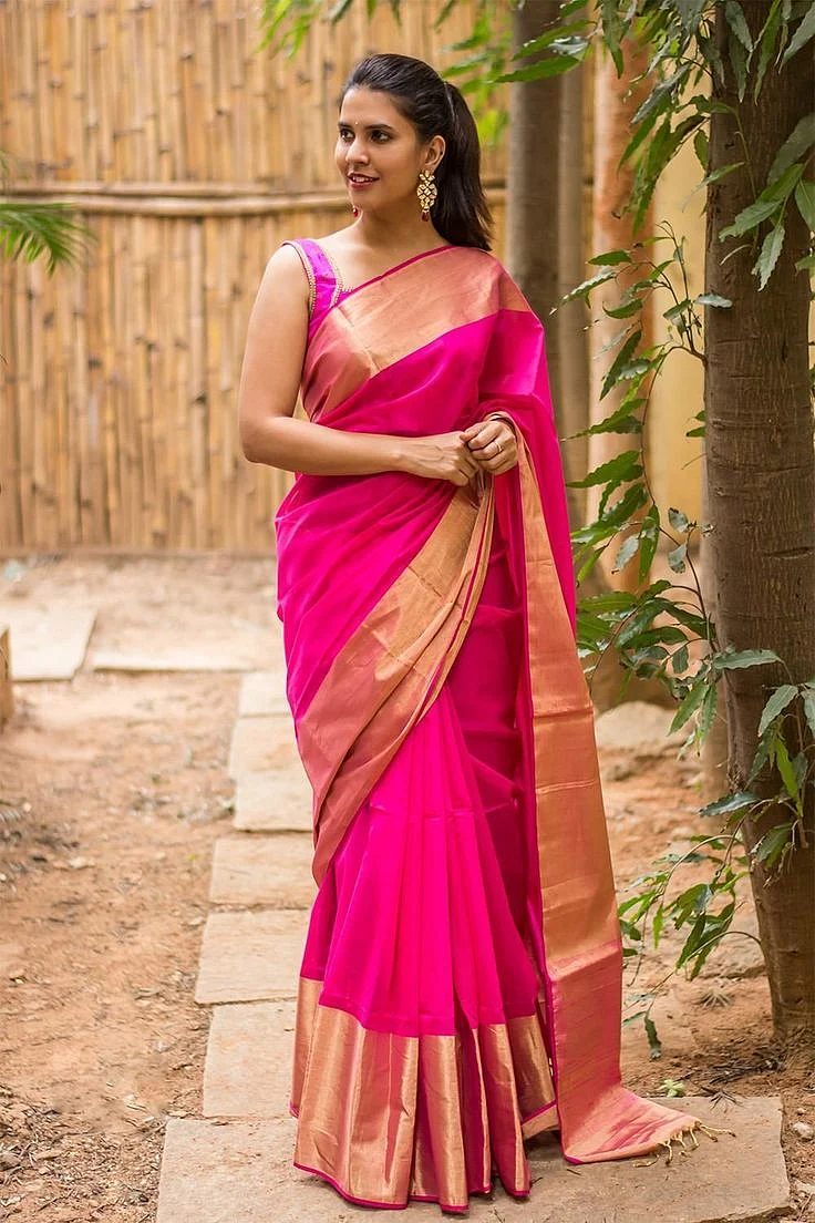 House Of Blouse Rose Pure Chanderi Coton Soie…