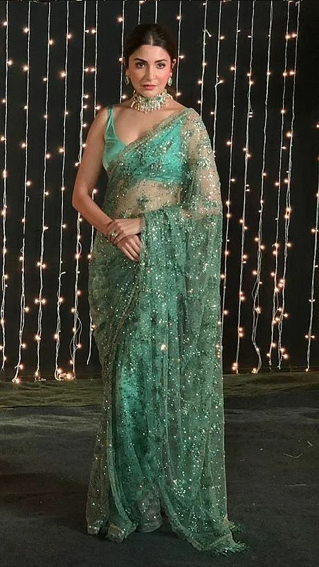 Bollywood actress green saree