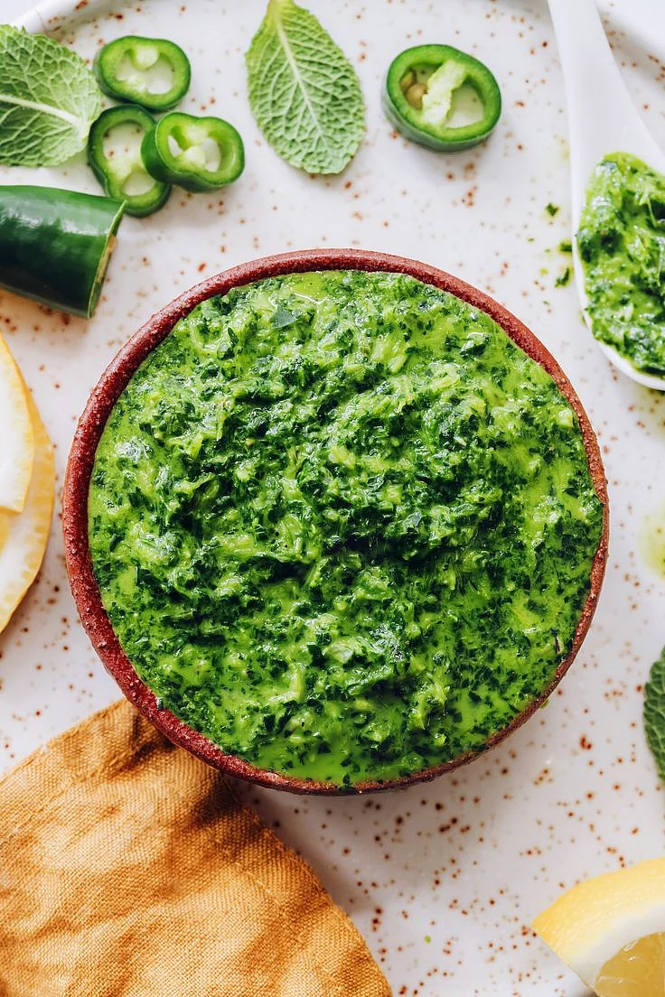 Mint chutney. 7