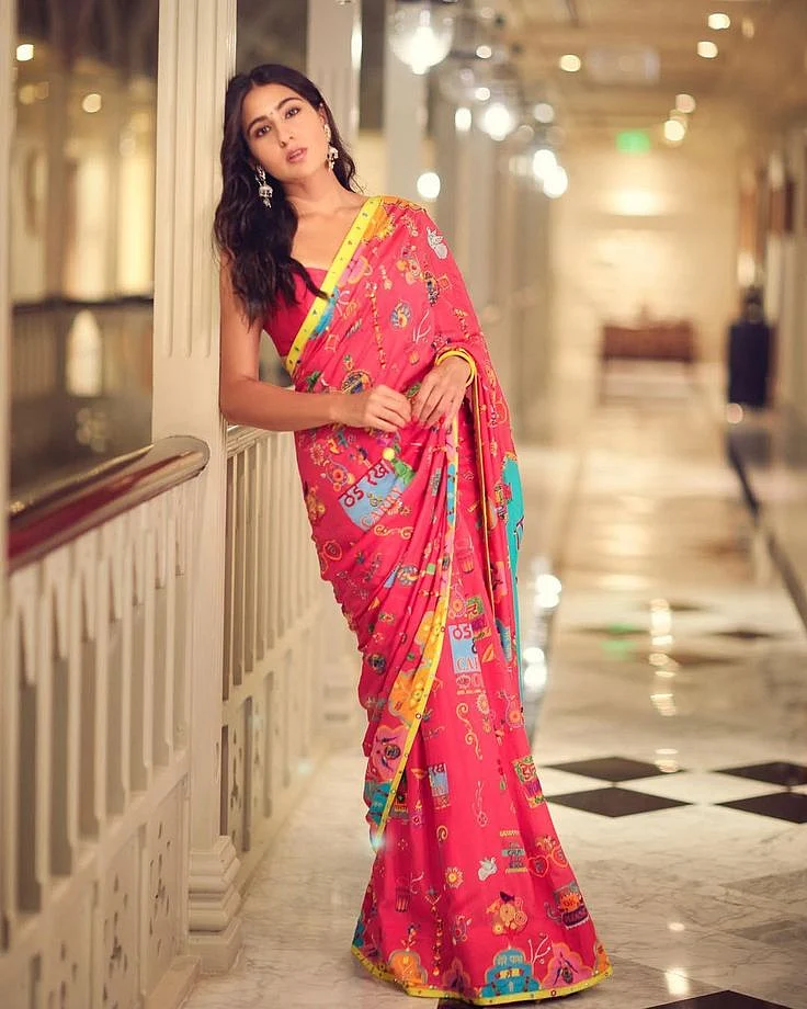 Printed Plain Sarees