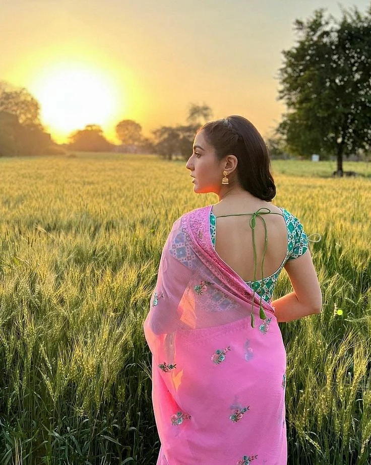 Printed Plain Sarees