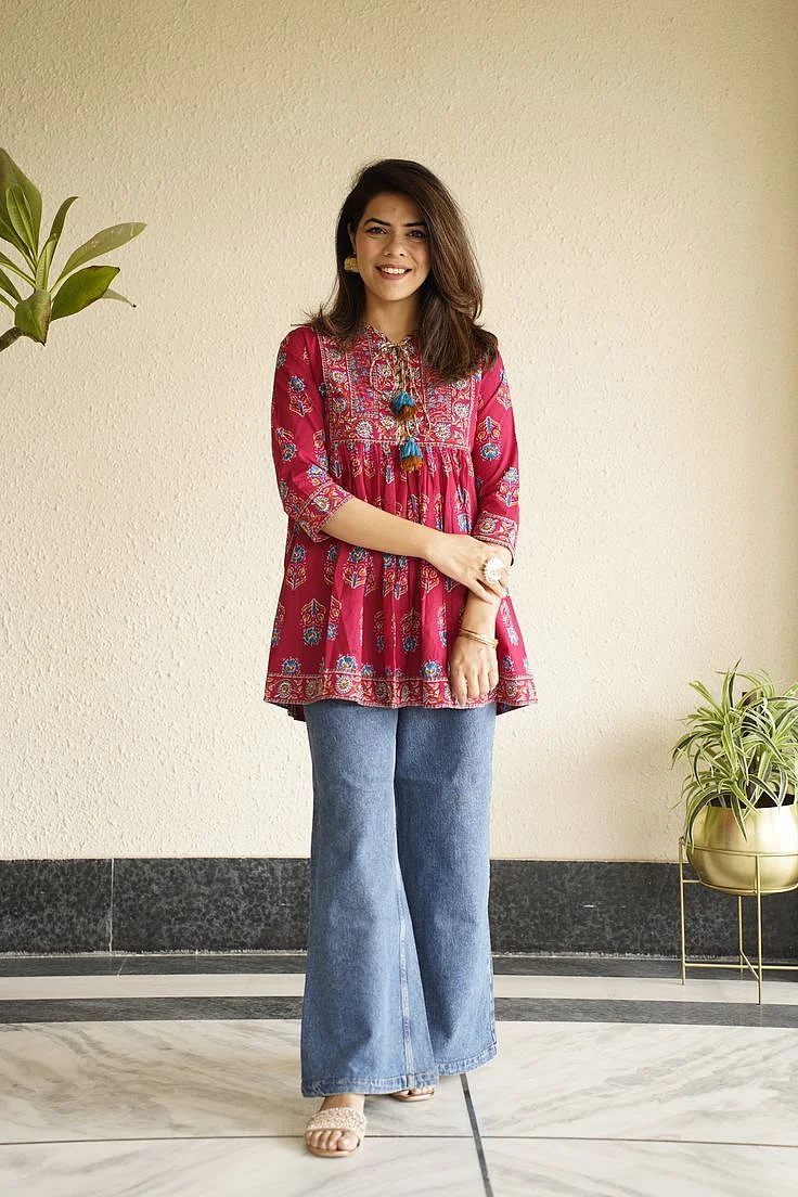 Rani pink short kurti