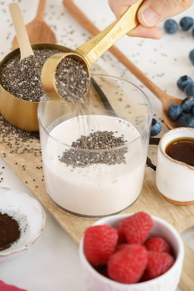 chia seeds with milk. 4