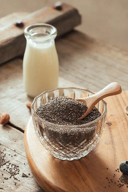 chia seeds with milk. 5