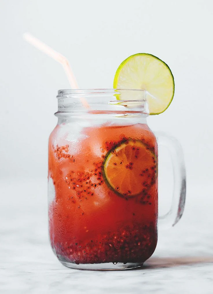 Watermelon juice and chia seeds