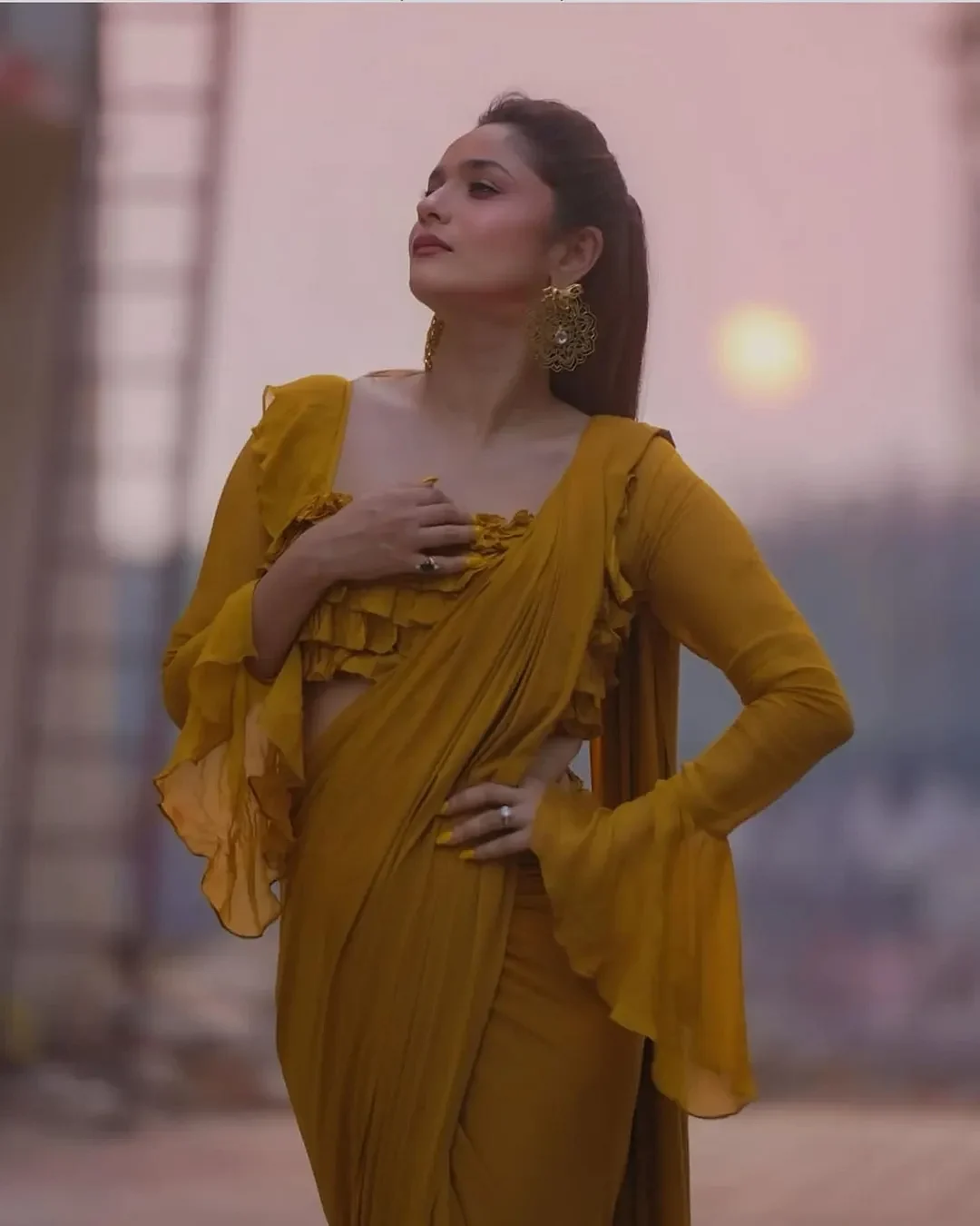 lokhandeankita Looking Stunning In Yellow Saree ankitalokhande ankitalokhandefans ankitalokha