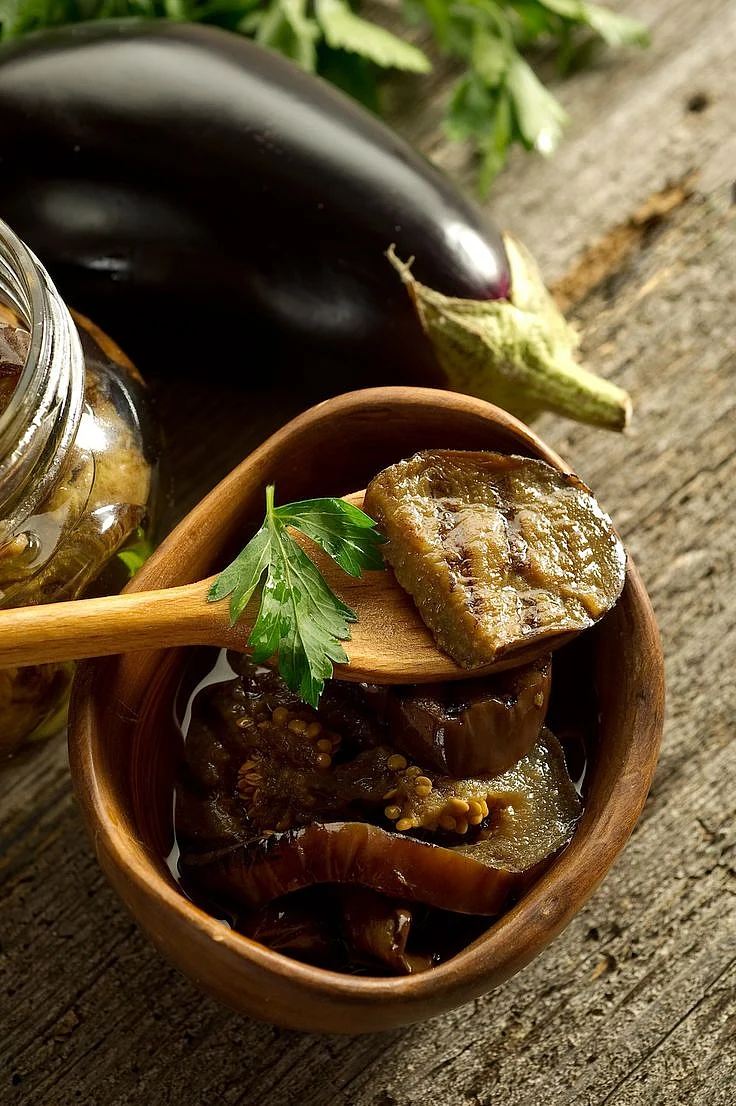 spoon with cooked eggplant