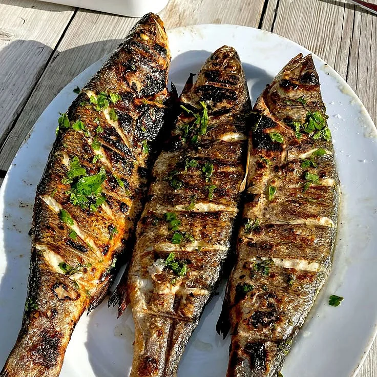 Eating fish. 5