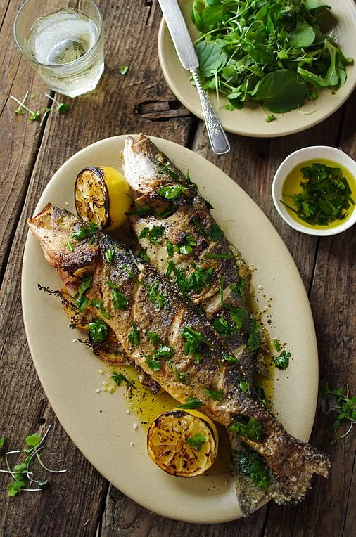 Eating fish. 6