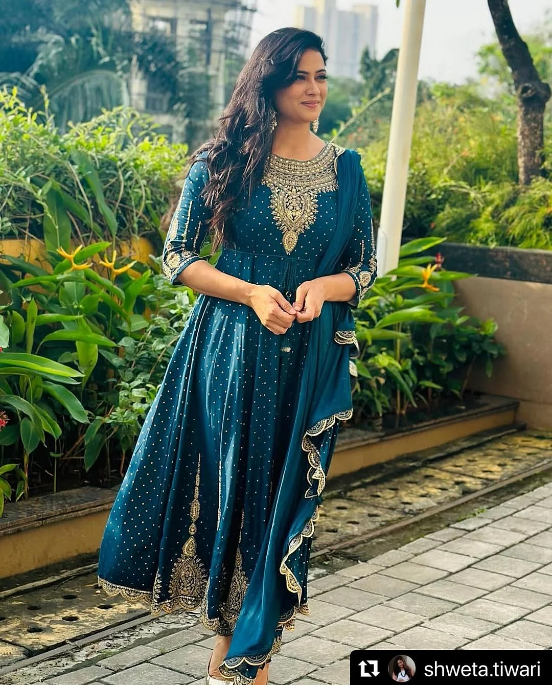 Repost shweta tiwari with use repost Navratri vibes Outfit sushilascreation Jewellery rubans