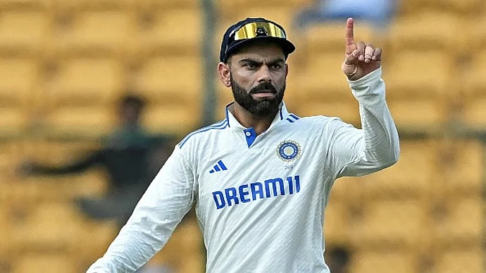 indias virat kohli gestures during the second day of the first test cricket match between india and 124849564