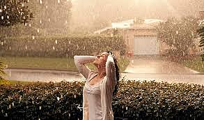 bath in rain