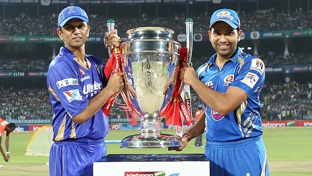 राहुल द्रविड़ और रोहित शर्मा, चैम्पियन्स लीग 2013 के फाइनल के दौरान