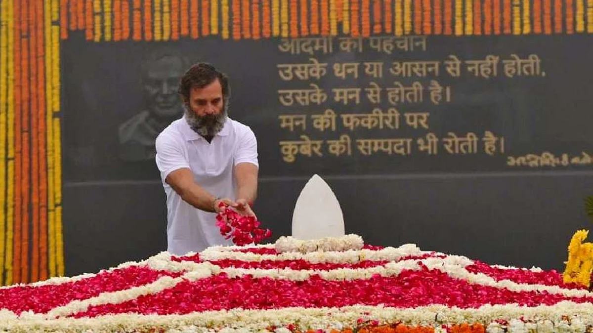 ਰਾਹੁਲ ਨੇ ਅਟਲ ਬਿਹਾਰੀ ਵਾਜਪਾਈ ਨੂੰ ਦਿੱਤੀ ਸ਼ਰਧਾਂਜਲੀ,ਭਾਜਪਾ ਨੇ ਕੀਤਾ ਹਮਲਾ