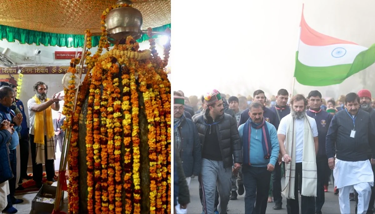 ਹਿਮਾਚਲ 'ਚ ਯਾਤਰਾ ਦੌਰਾਨ ਰਾਹੁਲ ਨੇ ਕਾਂਗੜਾ ਦੇ ਮਹਾਦੇਵ ਮੰਦਰ 'ਚ ਕੀਤੀ ਪੂਜਾ