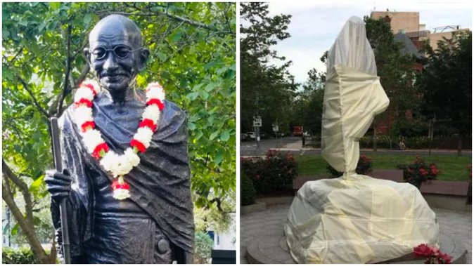 نیویارک میں مہاتما گاندھی کا مجسمہ توڑا گیا، ہندوستانی قونصلیٹ ناراض